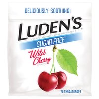 Luden's Sugar Free Wild Cherry Flavored Throat Drops, 75 count, 75 Each