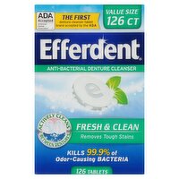 Efferdent Fresh & Clean Anti-Bacterial Denture Cleanser Tablets Value Size, 126 count, 126 Each