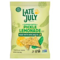 Late July Snacks Summer Batch Pickle Lemonade Flavored Tortilla Chips, 5.75 oz