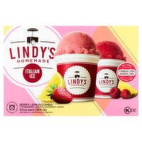 Lindy's Homemade Berry Lemon Combo Italian Ice, 6 fl oz, 6 count