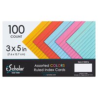 iScholar New York Assorted Colors Ruled Index Cards, 100 count