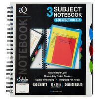 iScholar New York 3 Subject College Ruled Notebook, 150 sheets , 1 Each