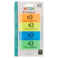 iQ Neon Erasers, 4 count