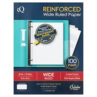 iScholar New York Reinforced Wide Ruled Paper, 100 sheets, 100 Each