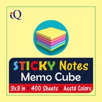 iScholar New York iQ Bold Neon Cube Self Adhesive Sticky Notes, 400 count, 400 Each