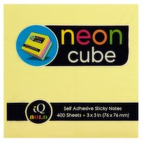 iScholar New York iQ Bold Neon Cube Self Adhesive Sticky Notes, 400 count, 400 Each