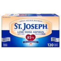 St. Joseph Low Dose Aspirin Coated Tablets, 81 mg, 120 count, 1 Each