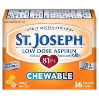 St. Joseph Low Dose Aspirin Orange Flavored Chewable Tablets, 81 mg, 36 count