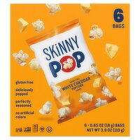 Skinny Pop Dairy Free White Cheddar Popcorn, 0.65 oz, 6 count