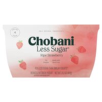 Chobani Ripe Strawberry Less Sugar Reduced Fat Greek Yogurt Value Pack, 4 count, 21.2 oz