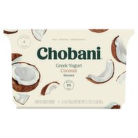 Chobani Coconut Blended Low-Fat Greek Yogurt Value Pack, 5.3 oz, 4 count, 21.2 Ounce