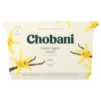 Chobani Vanilla Nonfat Greek Yogurt Value Pack, 5.3 oz, 4 count