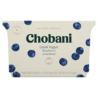 Chobani Blueberry on the Bottom Nonfat Greek Yogurt Value Pack, 5.3 oz, 4 count, 21.2 Ounce