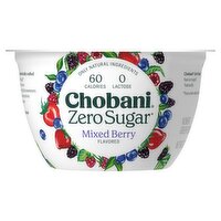 Chobani Zero Sugar Mixed Berry Flavored Nonfat Greek Yogurt, 5.3 oz, 5.3 Ounce