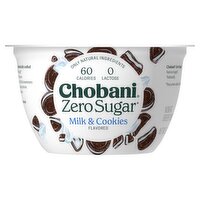 Chobani Zero Sugar Milk & Cookies Flavored Nonfat Greek Yogurt, 5.3 oz, 5.3 Ounce