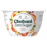 Chobani Zero Sugar Peach Flavored Nonfat Greek Yogurt, 5.3 oz