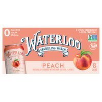 Waterloo Peach Sparkling Water, 12 fl oz, 8 count