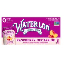 Waterloo Raspberry Nectarine Sparkling Water, 12 fl oz, 8 count
