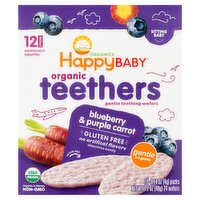 Happy Baby Organics Blueberry & Purple Carrot Organic Teethers Food, Sitting Baby, 0.14 oz, 12 count, 1.7 Ounce