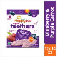 Happy Baby Organics Blueberry & Purple Carrot Organic Teethers, Sitting Baby, 0.14 oz, 12 count