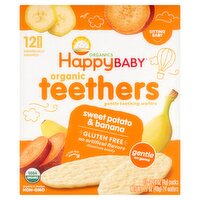Happy Baby Organics Sweet Potato & Banana Gentle Teething Wafers, Sitting Baby, 0.14 oz, 12 count
