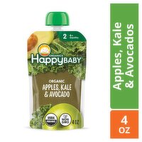 Happy Baby Organics Apples, Kale & Avocados Organic Baby Food, Stage 2, 6+ Months, 4 oz