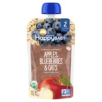 Happy Baby Organics Apples, Blueberries & Oats Organic Baby Food, Stage 2, 6+ Months, 4 oz