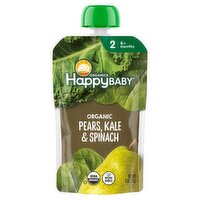 Happy Baby Organics Organic Pears, Kale & Spinach Organic Baby Food, Stage 2, 6+ months, 4 oz