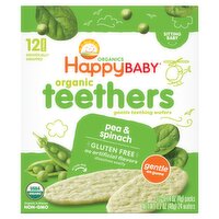 Happy Baby Organics Pea & Spinach Organic Teethers Gentle Teething Wafers, 0.14 oz, 12 count, 1.7 Ounce