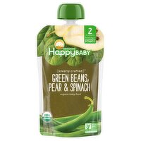 Happy Baby Organics Green Beans, Pear & Spinach Organic Baby Food, Stage 2, 6+ Months, 4 oz