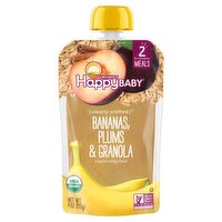 Happy Baby Organics Bananas, Plums & Granola Organic Baby Food, Stage 2, 6+ months, 4 oz