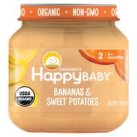 Happy Baby Organics Bananas & Sweet Potatoes Baby Food, Stage 2, 6+ Months, 4 oz