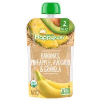 Happy Baby Organics Clearly Crafted Stage 2 Meals Bananas, Pineapple, Avocado & Granola Pouch 4oz UNIT