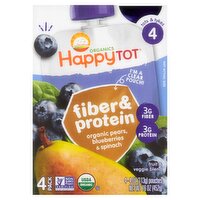 Happy Tot Organics Fiber & Protein Fruit & Veggie Blend Baby Food, Stage 4, Tots & Tykes, 4 oz