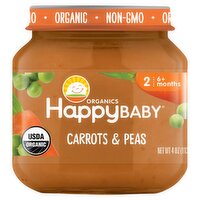 Happy Baby Organics Carrots & Peas Baby Food, Stage 2, 6+ Months, 4 oz