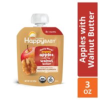 Happy Baby Organics Nutty Blends Organic Apples with Walnut Butter Baby Foods, 6+ Months, 3 oz