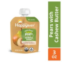 Happy Baby Organics Nutty Blends Organic Pears with Cashew Butter Baby Foods, 6+ Months, 3 oz