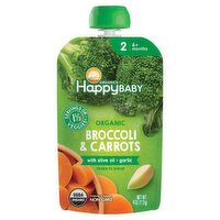 Happy Baby Organics Organic Broccoli & Carrots Baby Food, Stage 2, 6+ months, 4 oz