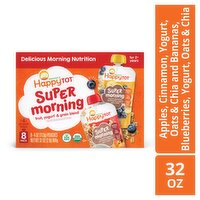 Happy Tot Organics Super Morning Fruit, Yogurt & Grain Blend Baby Food, for 2+ years, 4 oz, 8 count
