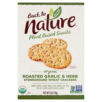 Back to Nature Organic Roasted Garlic & Herb Stoneground Wheat Crackers, 6 oz