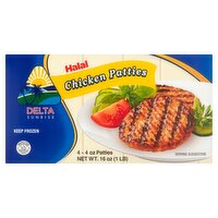 Delta Sunrise Halal Chicken Patties, 4 oz, 4 count, 16 Ounce