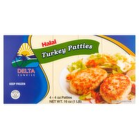 Delta Sunrise Halal Turkey Patties, 4 oz, 4 count, 16 Ounce