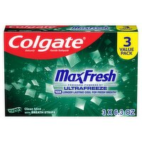 Colgate MaxFresh Clean Mint Anticavity Fluoride Toothpaste Value Pack, 6.3 oz, 3 count