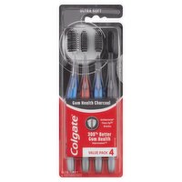Colgate Ultra Soft Gum Health Charcoal Toothbrushes Value Pack, 4 count