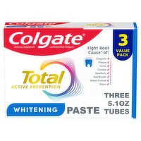 Colgate Total Active Prevention Whitening Toothpaste Value Pack, 5.1 oz, 3 count