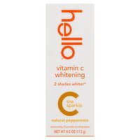 Hello Vitamin C Whitening Natural Peppermint Anticavity Fluoride Toothpaste, 4.0 oz