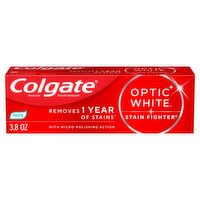 Colgate Optic White Stain Fighter Clean Mint Anticavity Fluoride Toothpaste, 3.8 oz