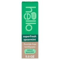 Hello Natural Superfresh Spearmint Fluoride Free Toothpaste, 5.0 oz