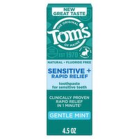 Tom's of Maine The Original Gentle Mint Sensitive + Rapid Relief Toothpaste, 4.5 oz