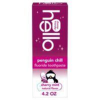 hello Penguin Chill Kids Toothpaste with Fluoride, Cherry Mint, 4.2 oz Tube